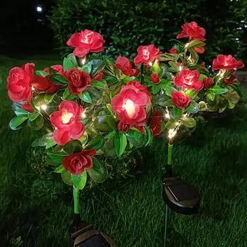 Солнечный садовый светильник Азалия Цветы Сад Декоративные цветы Вечеринка Свадебные огни красный