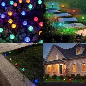 Солнечный садовый светильник, круглый шар, 20 лампочек, светодиодный уличный водонепроницаемый светильник для ландшафтного дизайна виллы, газонный светильник с заземлением, декоративный сад