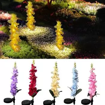 Солнечный садовый светильник, проводка не требуется IP65, водонепроницаемый, реалистичный вид, яркий цвет, на солнечной энергии, уличный цветочный пейзаж синий