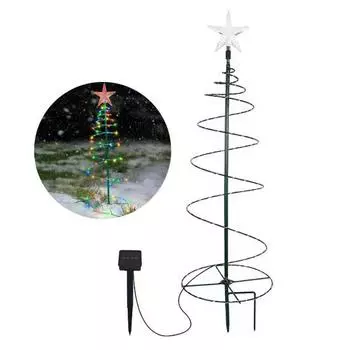 Солнечный садовый светильник Светодиодный свет Иллюминация Погодоустойчивый Автоматическая зарядка Питание от солнечной энергии Лампа-елка Рождественское украшение для улицы Colorful Light