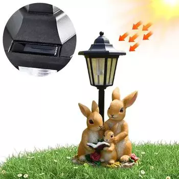 Солнечный шестиугольный садовый светильник Семья Животное Украшение для двора One Size