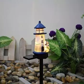 Солнечный Смола Морской Маяк Светодиодное Наружное Освещение Декоративный Ландшафтный Свет Солнечный Садовый Свет Газонный Свет Подходит для Сада Газона Фестивального Украшения