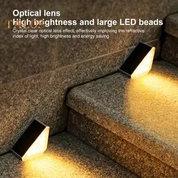 Солнечный ступенчатый светильник Супер яркий с автоматическим включением/выключением, перезаряжаемый, простая установка, теплая атмосфера, уличный IP68, водонепроницаемый палубный светильник на солнечной энергии A