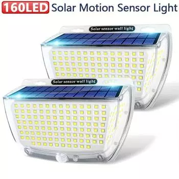 Солнечный свет 160 светодиодов для украшения сада на открытом воздухе IP65 водонепроницаемый солнечный настенный светильник датчик движения ограждение огни для двора газон подъездная дорожка 1 pc