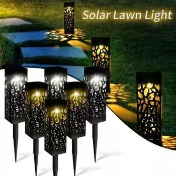 Солнечный свет для лужайки, уличные солнечные фонари для скрытых дорожек, водонепроницаемые садовые фонари для парка, пейзажа, двора, дорожки 1PCS-warm