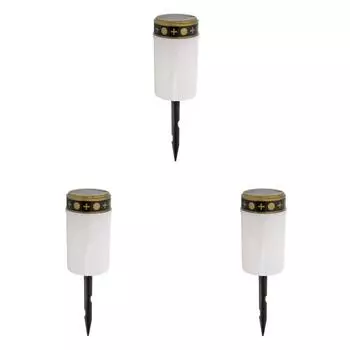 Солнечный свет для могилы, беспламенный электронный светодиодный светильник-свеча (белый)