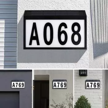 Солнечный свет для номера дома, светодиодная подсветка, водонепроницаемый адресный знак, простая установка, работающая на солнечной энергии, дверная табличка A