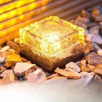 Солнечный свет из ледяного кирпича, уличный садовый индукционный пейзажный светильник, домашний сад, ступеньки, украшенный квадратный светильник в виде кубика льда small