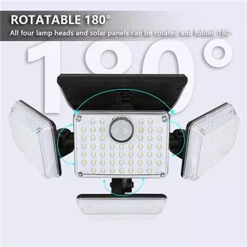 Солнечный свет Открытый четырехголовочный 181LED Человек датчик Настенный светильник IP65 Индукционный настенный светильник для домашнего сада Двор уличное освещение