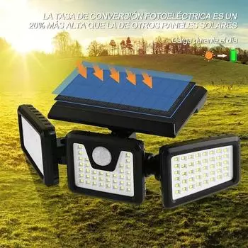 Солнечный светильник 74 светодиода вращающийся IP5.6 с датчиком движения 0-5W белый