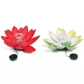 Солнечный светильник для бассейна, плавающий на солнце, форма лотоса, поверхностный фонарь для воды (красный)