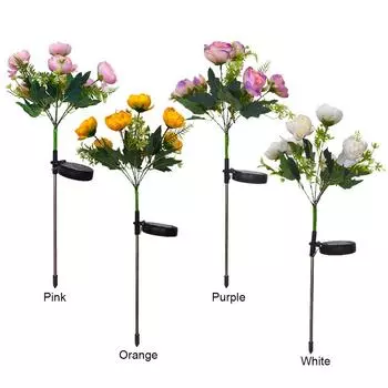 Солнечный светильник для цветка на земле IP65 водонепроницаемый 600 мАч для наружного сада 1PCS оранжевый