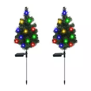 Солнечный светильник для газона, наземный колышек для рождественской елки, водонепроницаемый праздничный ландшафтный светильник для наружного садового дворика