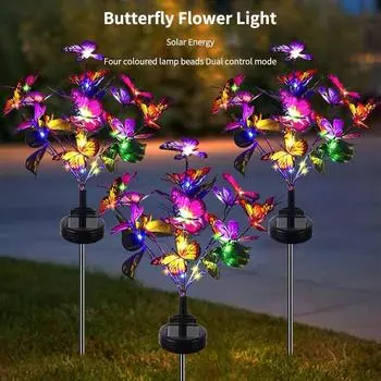 Солнечный светильник для газона в виде ветки бабочки, водонепроницаемый, для двора виллы, для создания атмосферы ландшафта, декоративный светильник для сада 1PCS разноцветный