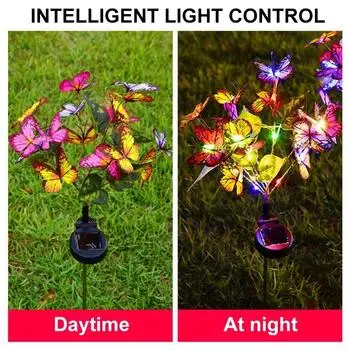 Солнечный светильник для газона в виде ветки бабочки, водонепроницаемый, для двора виллы, для создания атмосферы ландшафта, декоративный светильник для сада 1PCS разноцветный