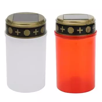 Солнечный светильник для кладбища, уличный светодиодный светильник с электронными свечами, беспламенный солнечный декоративный светильник для чая, ритуальный светильник для кладбища, сада, газона белый