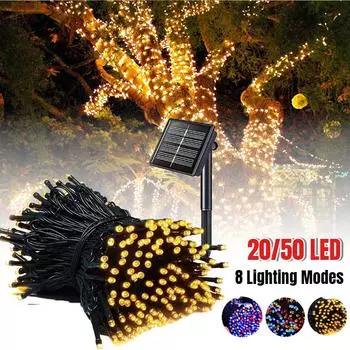 Солнечный светильник-гирлянда для сада на открытом воздухе, водонепроницаемая лампа 2024 года, рождественская гирлянда для рождественской вечеринки, украшение для дома D 7M 50LED