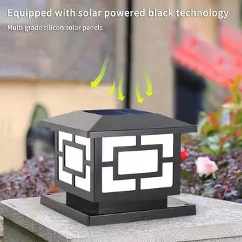 Солнечный светильник-колонна, уличный светильник для сада, настенный светильник для сада на вилле, водонепроницаемый светильник-колонна для ворот 20cm чёрный