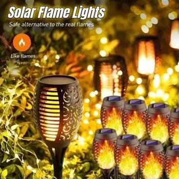 Солнечный светильник на открытом воздухе 12 светодиодов мерцающий фонарь водонепроницаемый ночник украшение сада для газона дорожка двор патио 12LED-1Pcs