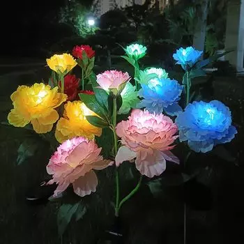 Солнечный светильник-пион для цветка, креативный садовый светильник, уличный водонепроницаемый ландшафтный светильник, имитация цветочного светильника для декора газона во дворе синий