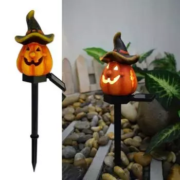 Солнечный светильник-тыква для сада IP55 Водонепроницаемый Не требуется проводка Простая установка Устойчивый к погодным условиям Солнечный светильник для дорожек на Хэллоуин A