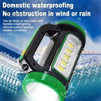 Солнечный светодиодный фонарик с зарядкой от USB, несколько режимов освещения, портативный аварийный свет, многофункциональный портативный фонарик зелёный