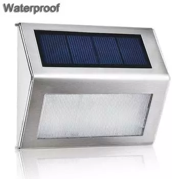 Солнечный светодиодный настенный светильник, уличные фонари, садовый забор, уличный прожектор из нержавеющей стали, патио и сад