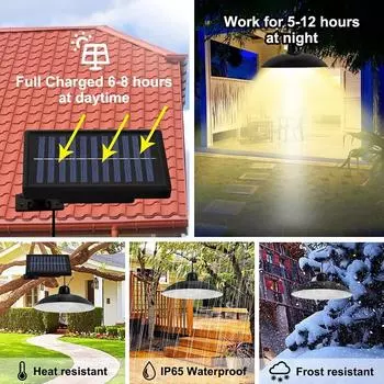 Солнечный светодиодный подвесной светильник с дистанционным управлением, наружное освещение для сада, патио, кемпинга, день, ночь, автоматическое настенное освещение от солнца