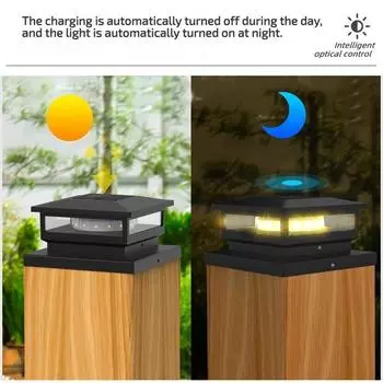 Солнечный светодиодный столбчатый светильник, уличный столб, водонепроницаемый светильник для ограждения, для загородного дома, двора, сада, украшения, уличный фонарь