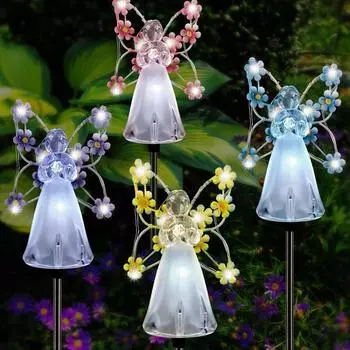 Солнечный светодиодный светильник Angel Lights, водонепроницаемый, для наружного садового декора, светильник для ландшафта, двора, патио, кладбища, светильник для газона, ночник жёлтый