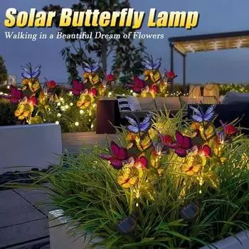 Солнечный светодиодный светильник-бабочка для улицы, имитация бабочки, газонная лампа для сада, водонепроницаемый ландшафт для домашнего рождественского декора 1PC