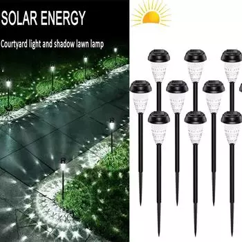 Солнечный светодиодный светильник для газона, наружный водонепроницаемый перезаряжаемый солнечный свет для дорожки, уличного украшения, сада, двора 0-5W&black