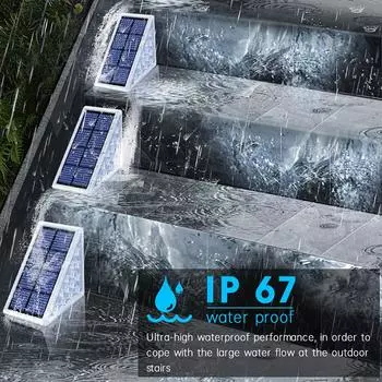 Солнечный светодиодный светильник для лестницы с датчиком движения, светодиодный шаг, 3 режима, RGB-освещение, IP67, декоративное освещение для патио, садовые солнечные панели 1 PCS