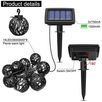 Солнечный светодиодный светильник на солнечной батарее, водонепроницаемый, мерцающий, подвесной светильник на солнечной батарее для сада, патио, украшения на Хэллоуин