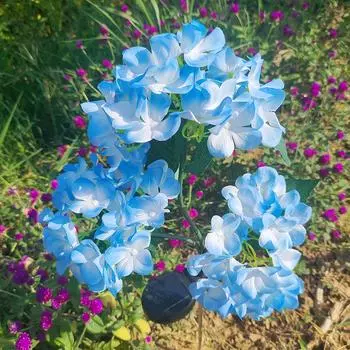 Солнечный светодиодный светильник с тремя головками для цветка гортензии для наружного сада, лужайки, патио, загородного дома, огорода, дорожки, украшения синий