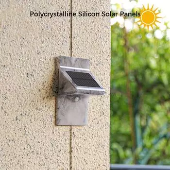Солнечный светодиодный светильник, водонепроницаемый атмосферный настенный светильник, управление вверх и вниз, освещение для ограждения, для наружного сада, улицы, балкона, декора marble белый