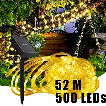 Солнечный светодиодный уличный светильник для труб, веревка, двор, забор, ограждение, декоративный свет, сад, клумба, ландшафтное освещение, наружный балкон, атмосферный свет Wire 7M 50LED белый