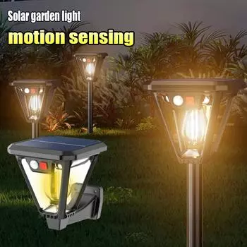 Солнечный светодиодный уличный светильник IP65 Водонепроницаемый датчик движения Солнечный свет Садовый уличный настенный уличный солнечный светильник Яркий газонный светильник