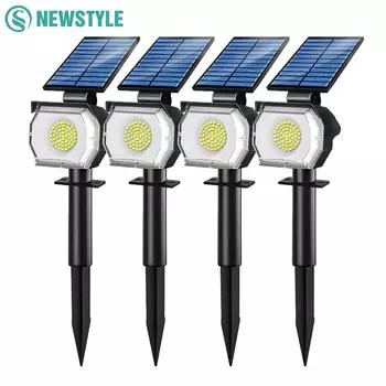 Солнечный точечный светильник 52 светодиода, уличный IP65, водонепроницаемый, солнечный ландшафтный светильник, 3 режима освещения, прожекторы на солнечных батареях для наружного двора 1PCS теплый белый