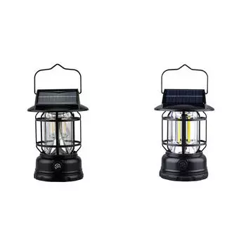 Солнечный уличный фонарь для кемпинга с ручкой регулировки яркости подвесной винтажный фонарь (К) .