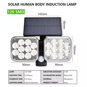 Солнечный уличный светильник с датчиком движения, водонепроницаемый наружный светодиодный датчик, солнечный светильник для садовой гирлянды, настенный светильник