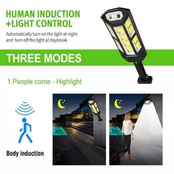 Солнечный уличный светильник, водонепроницаемый, 249COB, настенный светильник на солнечных батареях с датчиком движения для гаража, патио, крыльца, сада