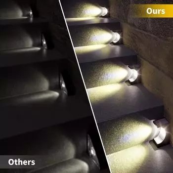 Солнечный уличный светодиодный светильник для ступеней, водонепроницаемый, для украшения двора, лестницы, забора, палубы, настенного светильника для подъездной дорожки в саду и патио 2pcs