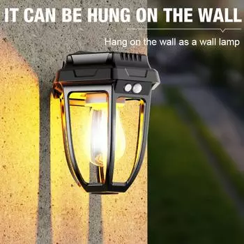 Солнечный вольфрамовый провод Ночной светильник Интеллектуальный датчик движения Настенный светильник Встраиваемый светильник Три режима освещения Водонепроницаемый сад 2W&black теплый белый