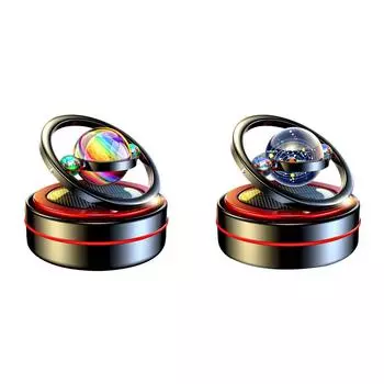 Солнечный вращающийся автомобильный освежитель воздуха с двойным кольцом Ароматерапия (Черная звезда) Великобритания