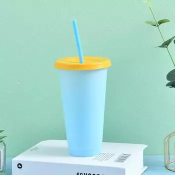 Соломенная бутылка на 700 мл, экологически чистая конструкция с фиксированным кольцом, полипропиленовая чашка для воды, меняющая цвет, домашняя оранжевый