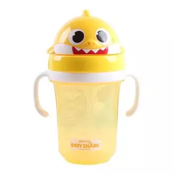 Соломенная бутылочка для воды Izoum Baby Shark 3D, 300 мл, 1 шт.