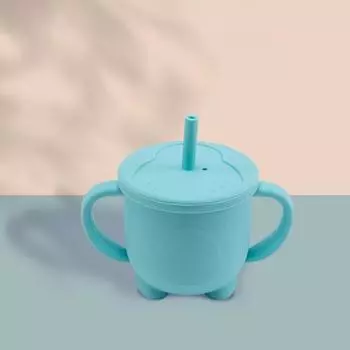 Соломенная чашка, 200 мл, небьющаяся герметичная силиконовая бутылочка-непроливайка для малышей, детская бутылочка-поильник фиолетовый