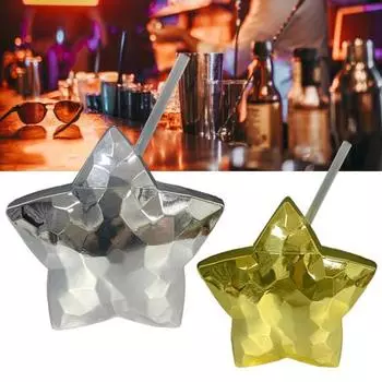 Соломенная чашка для девочек с крышкой, большая емкость, гальванический пластиковый чайник в форме звезды, питьевая вода, еда золотистый