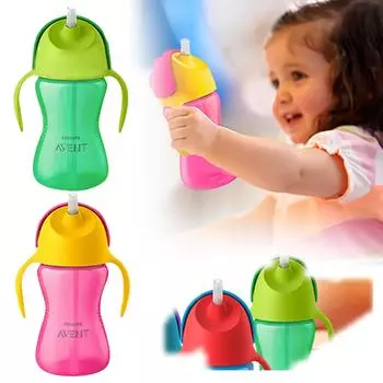 Соломенная чашка для ребенка 12 месяцев, студенческая питьевая чашка, анти-удушающая чашка для питья, чашка динозавра, герметичная соломенная чашка 300 мл One Size зелёный